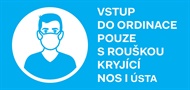 Cedule "Vstup do ordinace pouze s rouškou"(ikona)